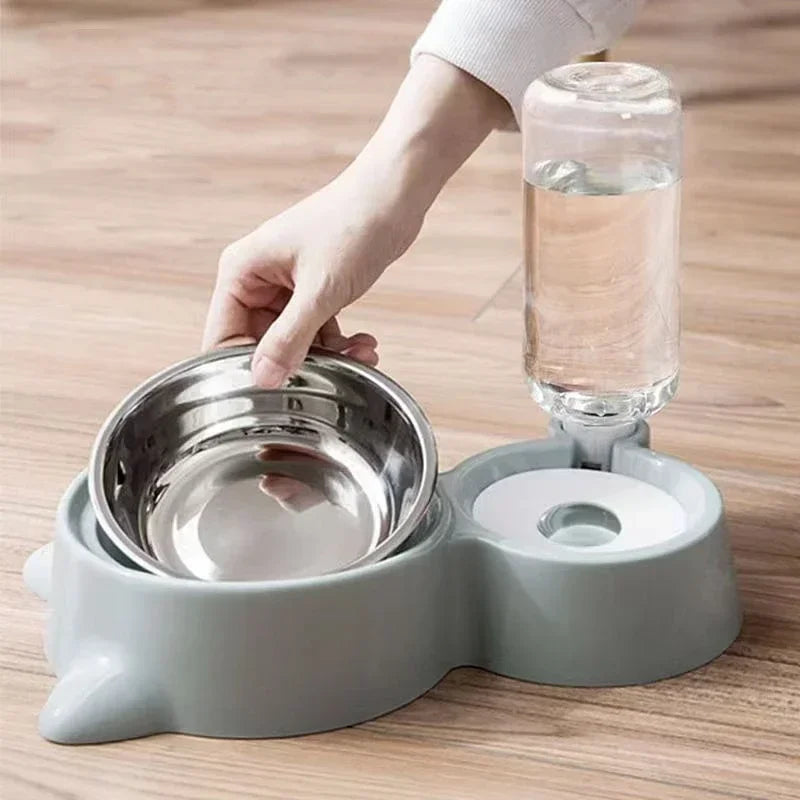Pet food bowl, food container with automatic water storage and equipped with pet water dispenser 2-in-1 cat bowl water dispenser