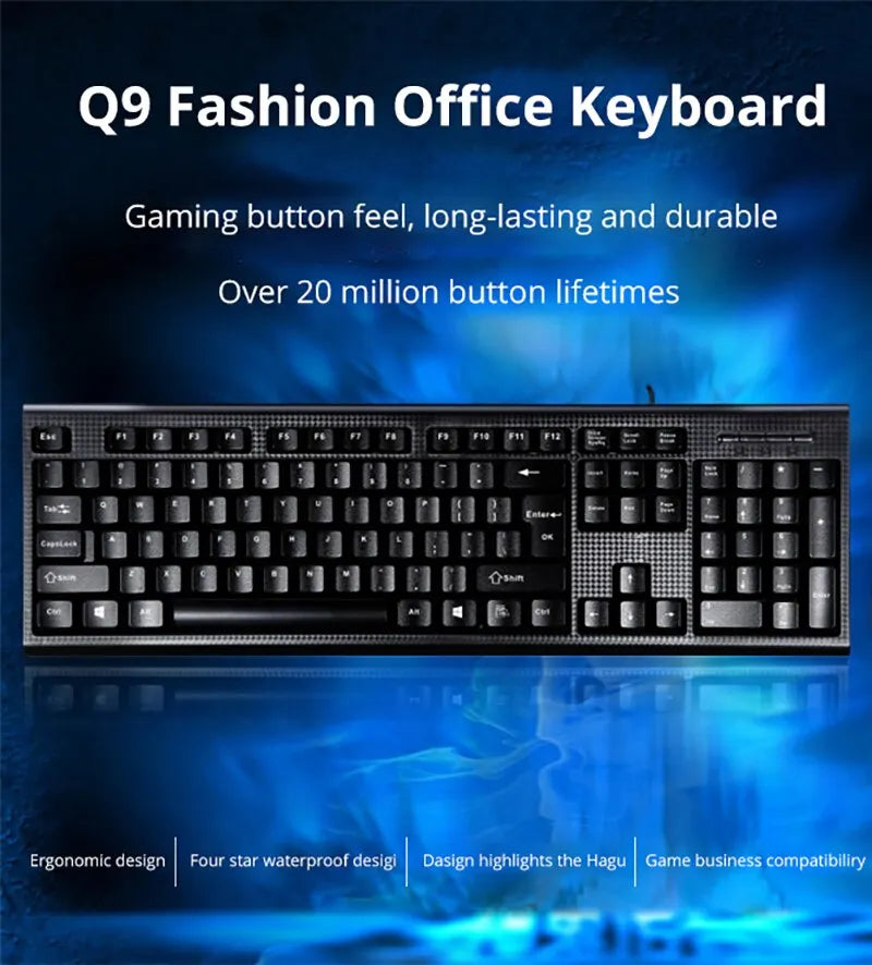Q9 Single Keyboard USB Square Mouth Business Office Home PS2 Round Hole Wired Desktop Computer