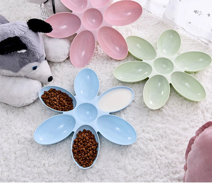 Flower Shaped Pet Bowl with 6 Connected Bowls for Small Dog and Cat, Water Dish, Puppy Feeding Bowls, Slow Down Eating Feeder