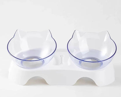Pet Double Bowl Cat Bowl Dog Bowl with Stand Transparent Double Bowl Pet Feeding Cat Water Bowl Cat Food Pet Bowl Dog Feeder