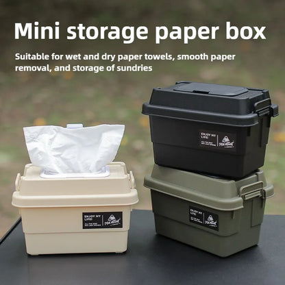 ISE MOUNT Outdoor Tissue Case Desktop Napkin Paper Storage Box Portable 1.1L Camping Picnic Seasoning Bottle Organizer Sundries