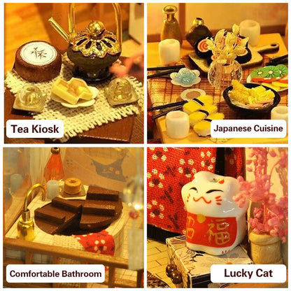 Cutebee DIY Dollhouse Super Mini Scale Miniature Dollhouse Japanese Garden Building Kit Toys for Birthday Gifts