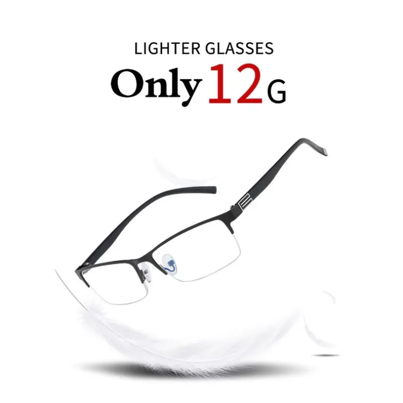 2023 Stainless Steel Bifocal Reading Glasses for Mens Anti Blue Light Business Half Frame Presbyopia Eyeglasses +1.0 To +4.0
