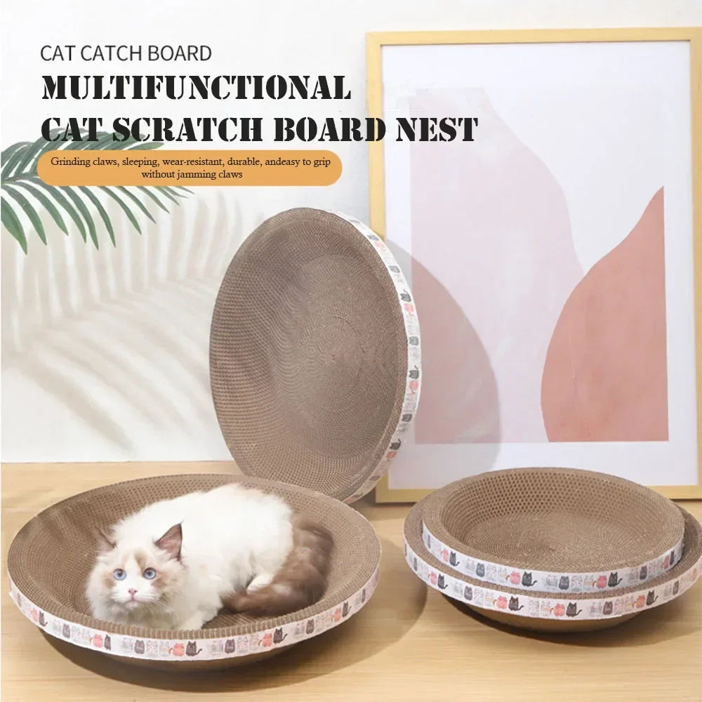 Cat Scratching Board Claw Sharpener Cat Nest No Shavings Corrugated Paper No Debris Cat Paw Basin Wear Resistant Bowl Shaped Toy