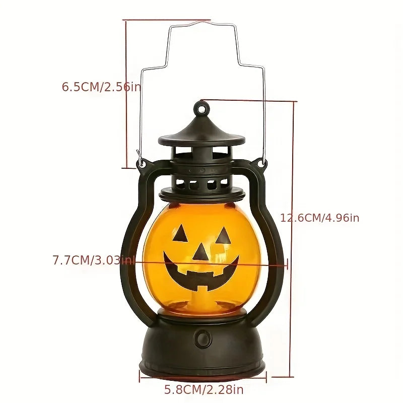 Halloween Hanging Pumpkin Lantern Light LED Ghost Lamp Candle Light Retro Small Oil Lamp Christmas Party Home Decor Horror Props