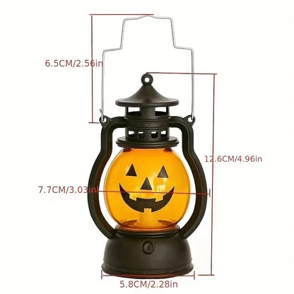 Halloween Hanging Pumpkin Lantern Light LED Ghost Lamp Candle Light Retro Small Oil Lamp Christmas Party Home Decor Horror Props