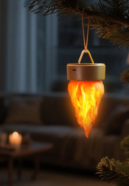 Hanging Fake Fire Lamp 3D Rechargeable Night Light Cozy Lighting 3 Mode LED Fireplace Candles Apartment Patio Outdoor Camp Decor