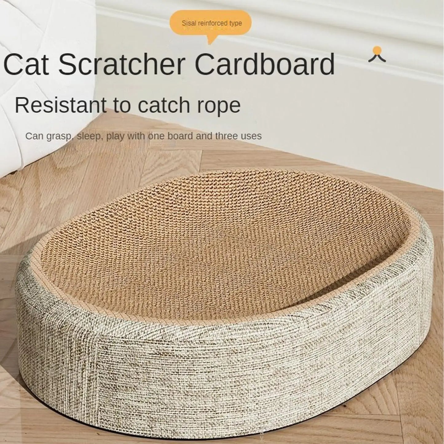 Oval Shaped Scratch Pad For Cats Sisal Scratching Cat Bed Multipurpose Pet Sleeping Mat Wear-Resistant Cat Scratch Bed Nest  ﻿
