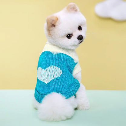 2025 Pet Autumn/Winter Warm Bar Pattern Sweater Elastic Two Leg Collar Dog Cat Knitted Woolen Clothes