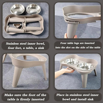 Pet food bowl with stand raised feeder dog bowl spill proof dog water bowl suitable for small, medium and large dogs and pets