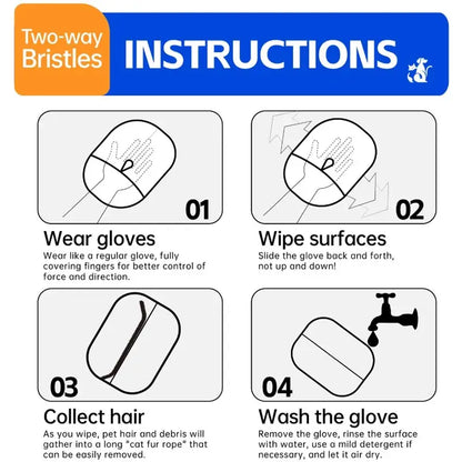 Upgraded Pet Grooming Gloves Cats Hair Brush Pet Removal Gloves Dual Brush Static-free Cat Cleaning Tool Hair Stripping Mitts