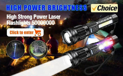Powerful P70 Led Flashlights 5000LM Ultra Bright Tactical Light Emergency Spotlights Telescopic Zoom Light Built-in Battery