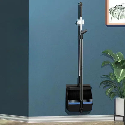 Household Broom Dustpan Combo Set Soft Bristle Broom Strips Nonstick Hair Folding Storage Not Taking Up Space