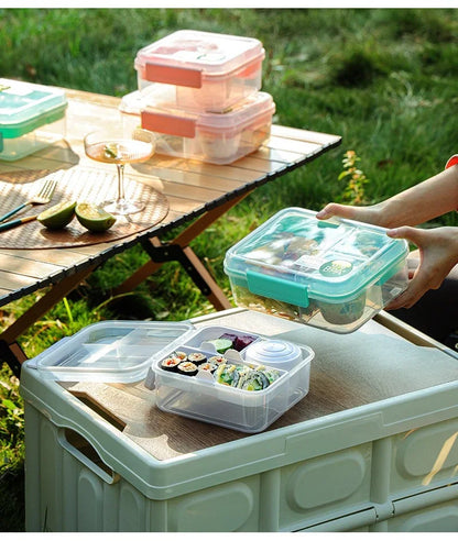 Portable Handle design Double layer Lunch box Compartment Bento Boxes Students Toddler Bento Containers Outdoor Salad Picnic box
