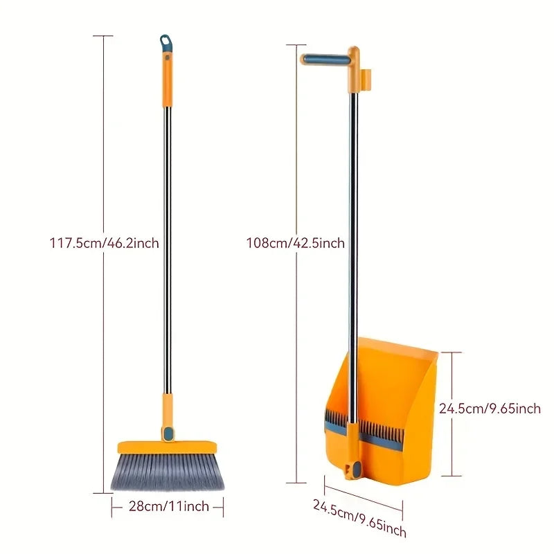 2025 Brand-new 2-in-1 rotatable and foldable magnetic broom and dustpan cleaning set, enlarged and thickened household broom