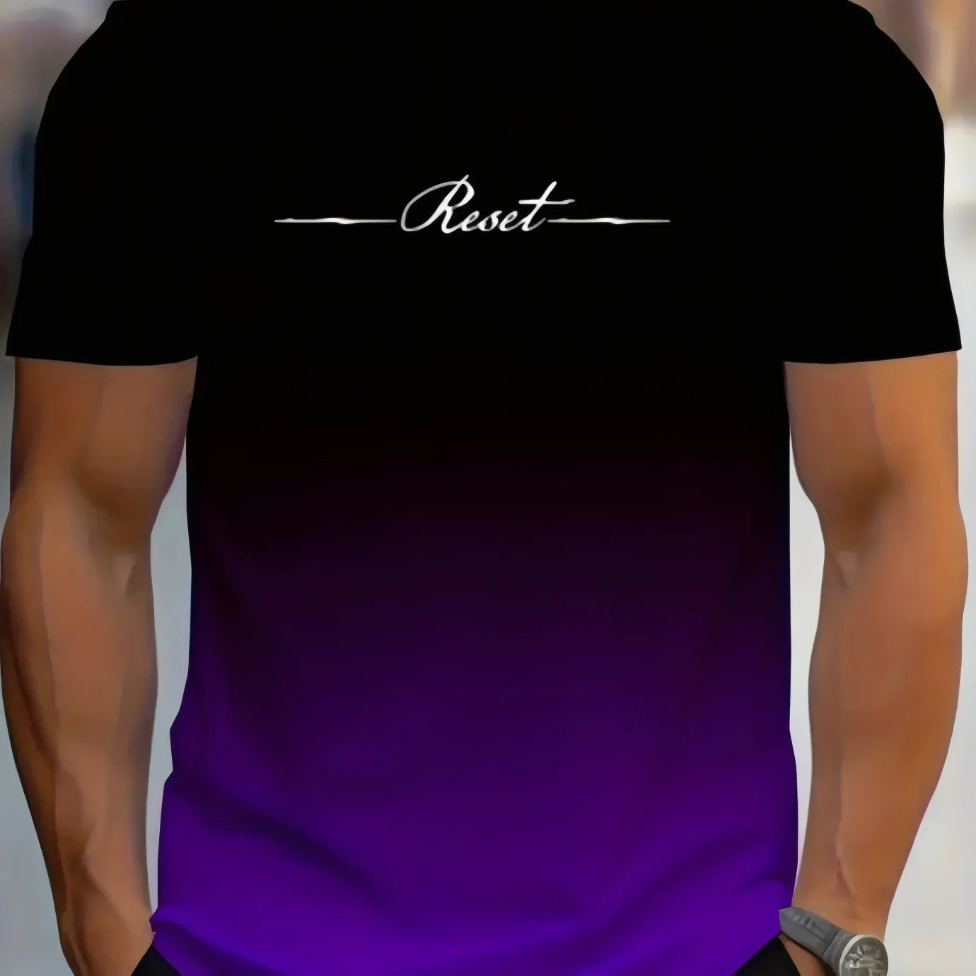 Alphabet Print Gradient Crew Neck Short Sleeve T-shirt For Men, Casual Summer T-Shirt For Daily Wear And Vacation Resorts