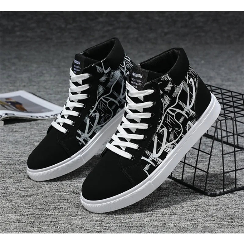 Men's Sneakers Fashion High Top Canvas Shoes Autumn New Casual Shoes for Men Lace Up Platform Vulcanized Shoes Big Size48 Tenis