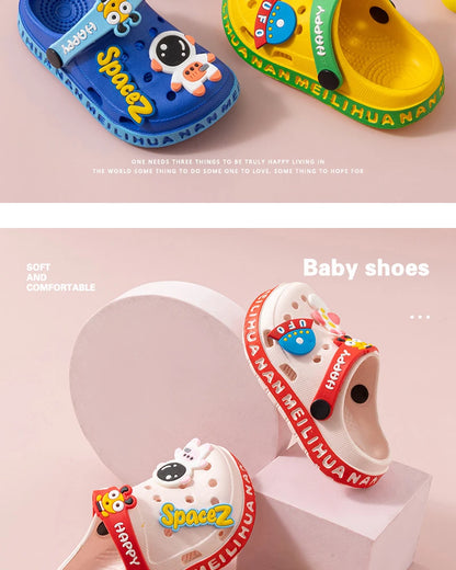 Children's Sandals EVA Ultra Light Boys and Girls Baby and Toddler Anti Slip Hole Shoes  Astronaut UFO Sandals Slippers