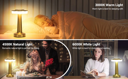 LED Table Lamp Touch Sensor Rechargeable Desktop Night Light Wireless Reading Lamp for Restaurant Hotel Bar Bedroom Decor Light