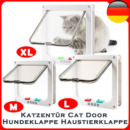 Cat Flap Door Magnetic Pet Door with 4 Way Security Lock for Cats Controllable ABS Plastic Small Puppy Gate Kitten Safety in&out
