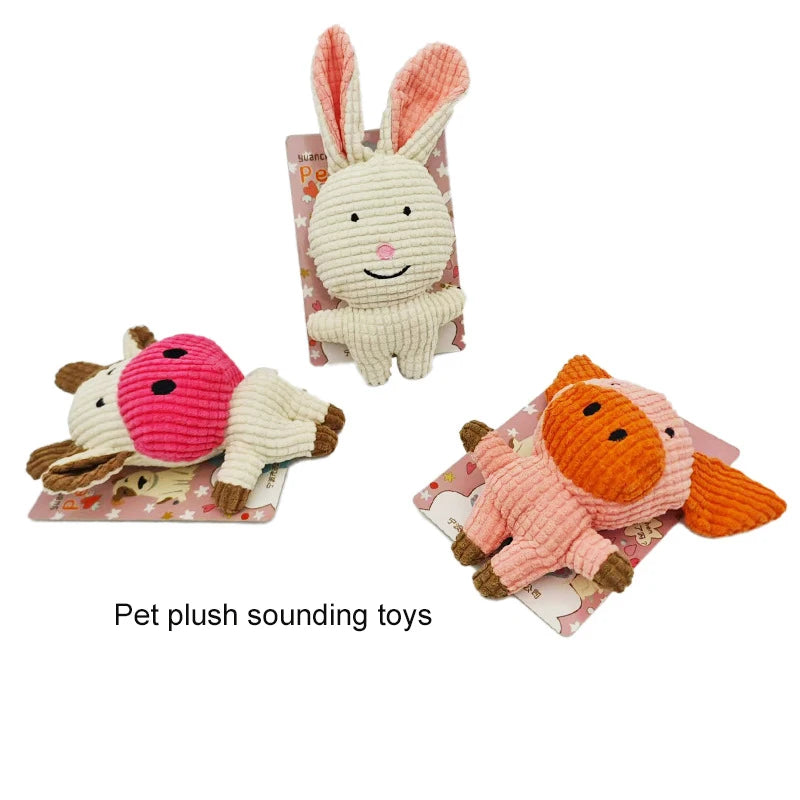 Plush Dog Toy Bite Resistant Squeaky Sound Dog Toy for Small Large Dogs Puppy Pets Training Accessories Cute Animals Shape