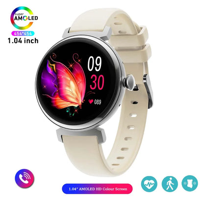 AMOLED Small Screen Fashion Women Smart Watch 454*454 HD Pixel Screen Always Show Time Bluetooth Call Smartwatch Metal Body 2023