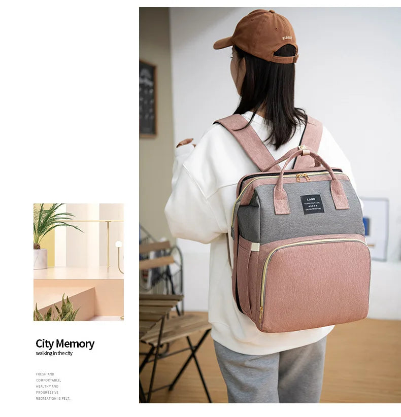 Mommy Bag Lightweight Portable Folding Crib Bed Large-capacity Travel Maternity Bags Baby Backpack Female Mommy Outting Bag Gift