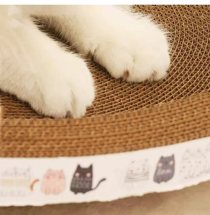 Cat Bed & Scratching Post 2-in-1 - Wear-Resistant Round Nest, Ripple Design for Sleeping/Claw Grinding, Multi-Functional