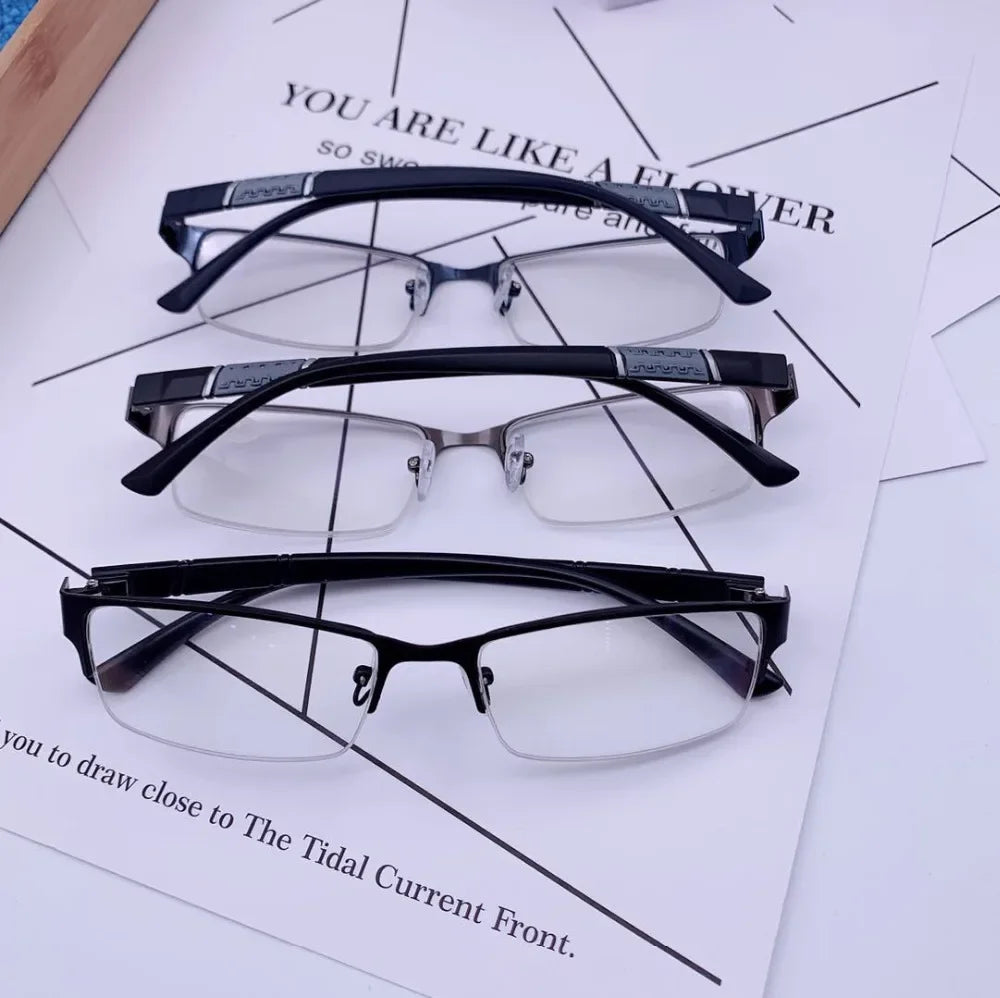 0 -0.5 -1 -1.5 -2 -2.5 -3 -4 -5 -6 Half Metal Frame Nearsighted Glasses Unisex Prescription Myopia