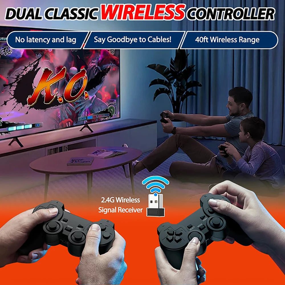 4K TV Game Stick Built-in 20000+ Games Retro Handheld Game Player NEW Video Game Console 64G 2.4G Wireless Controller Gamepad
