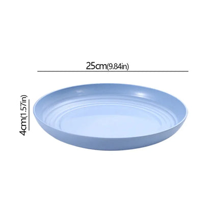 Wheat Straw Solid Color Round Plates Salad Dessert Dinner Reusable Microwave Safe Anti Fall And Shatter Plates Fruit Plate