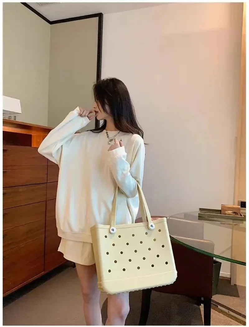 EVA Beach Jelly Bag Rubber Waterproof Shoulder Handbag Large Capacity Portable Travel Handbag Summer Pool Fashion Women Tote Bag