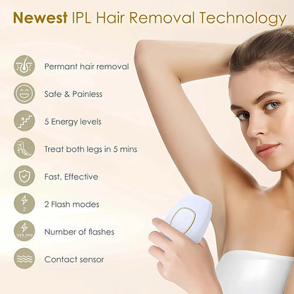 Professional IPL Hair Removal Device – Permanent Laser Depilation for Home Use, Effective on Women & Men, Smooth Skin Results