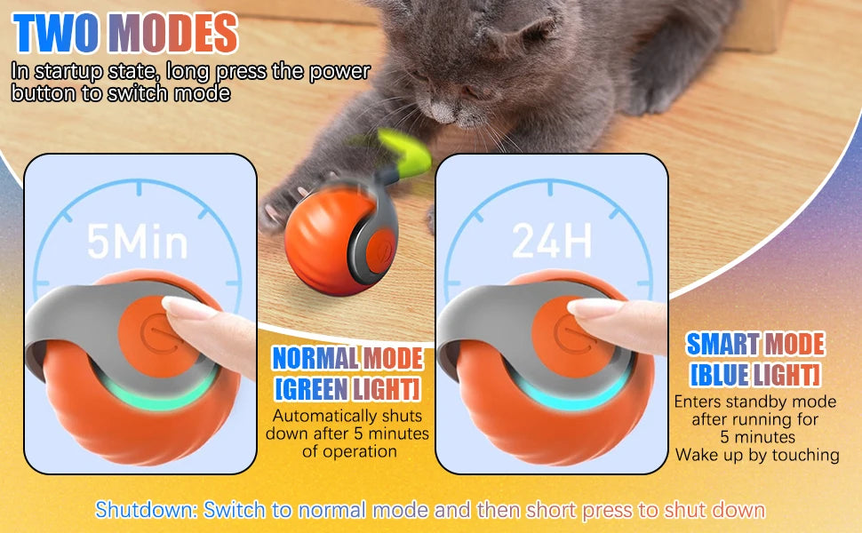 New Interactive Cat Toys Ball Auto Electric Rolling Ball Toys for Cat Kitty Pet Smart Automatic Teaser USB Rechargeable Cat Toy