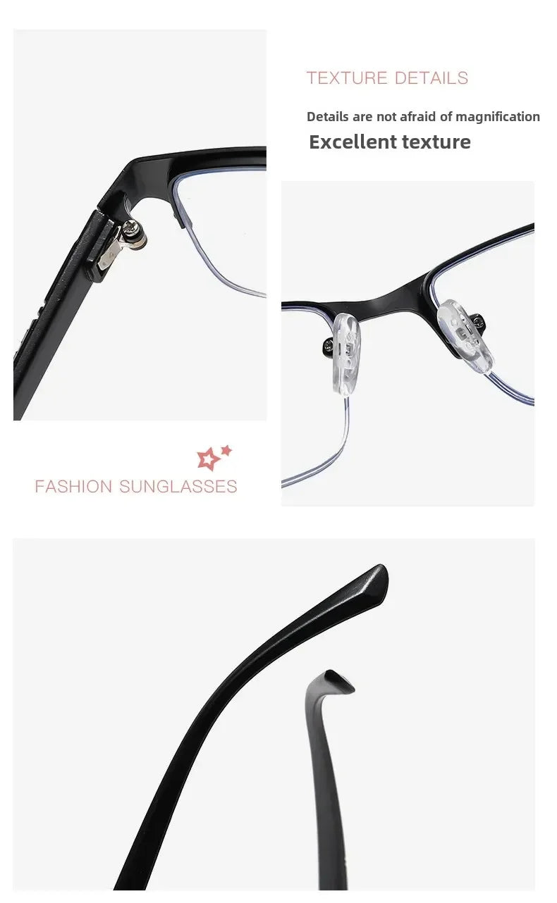 Metal Frame Far Sighted Eyeglasses with Sunshades Smart Photochromic Multifocal Reading Glasses Men Business Presbyopia Eyewear
