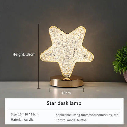 Moon Star Led Night Light Rechargeable Crystal Table Lamp Touch Switch Dimmable Ramadan Room Decor Ambient 3D Moon Lamp Eid Gift