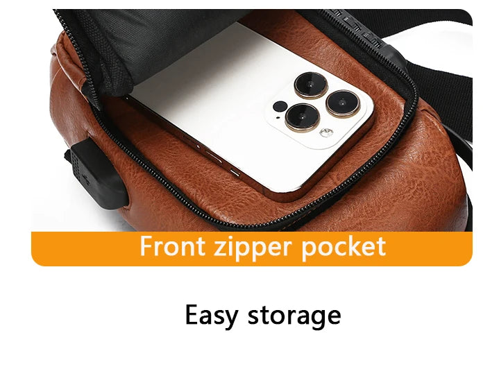 Men's Multifunction Anti-theft USB Chest Bag, Sling Shoulder Bag, Password Lock Crossbody Bag Suitable for Cycling