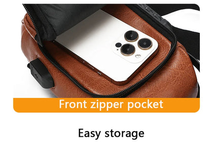 Men's Multifunction Anti-theft USB Chest Bag, Sling Shoulder Bag, Password Lock Crossbody Bag Suitable for Cycling