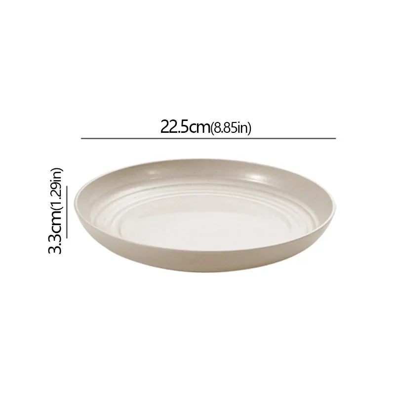 Wheat Straw Solid Color Round Plates Salad Dessert Dinner Reusable Microwave Safe Anti Fall And Shatter Plates Fruit Plate