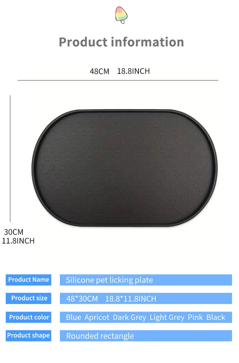 6-color available pet meal MATS, dog eating MATS, pet dog feeding MATS, silicone material, oval shape, easy to clean