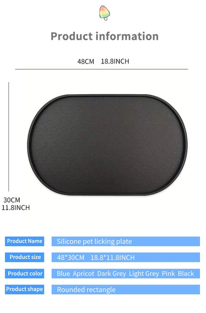 6-color available pet meal MATS, dog eating MATS, pet dog feeding MATS, silicone material, oval shape, easy to clean