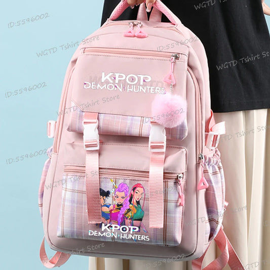 2025 Movie Print Children School Backpack KPop Demon Hunters Multi-function Knapsack Bag Students Girls New Fashion Schoolbag