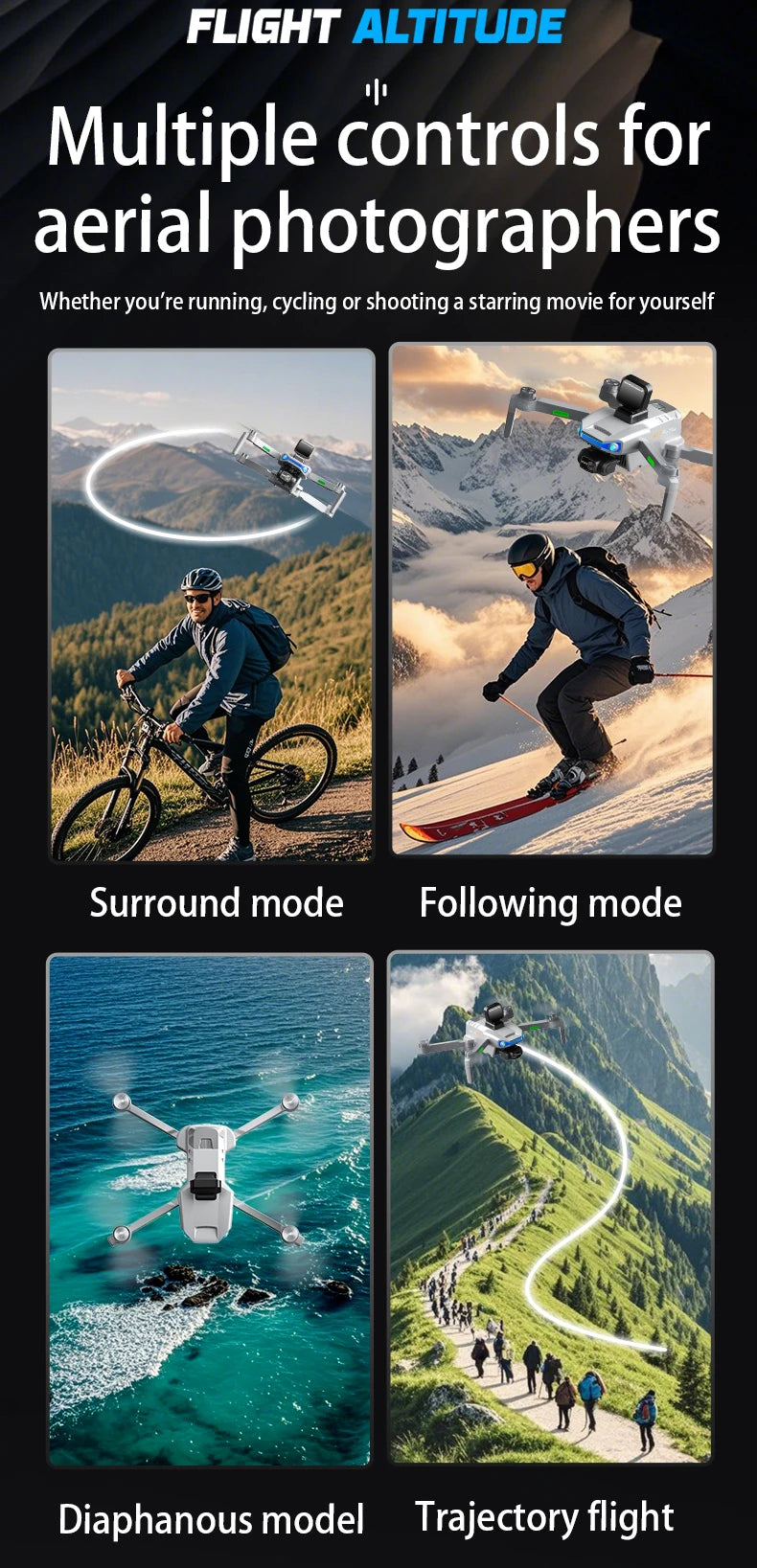 Drone professionnel AE3 Pro Max avec écran 360 ° Évitement d'obstacles sans brosse 8K double caméra 3 axes cardan quadrirotor FP