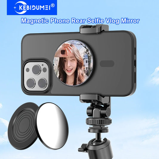 Magnetic Phone Rear Selfie Vlog Mirror HD Photo Assist Camera Convex Mirror for iPhone Photography Accessories Streaming Selfie