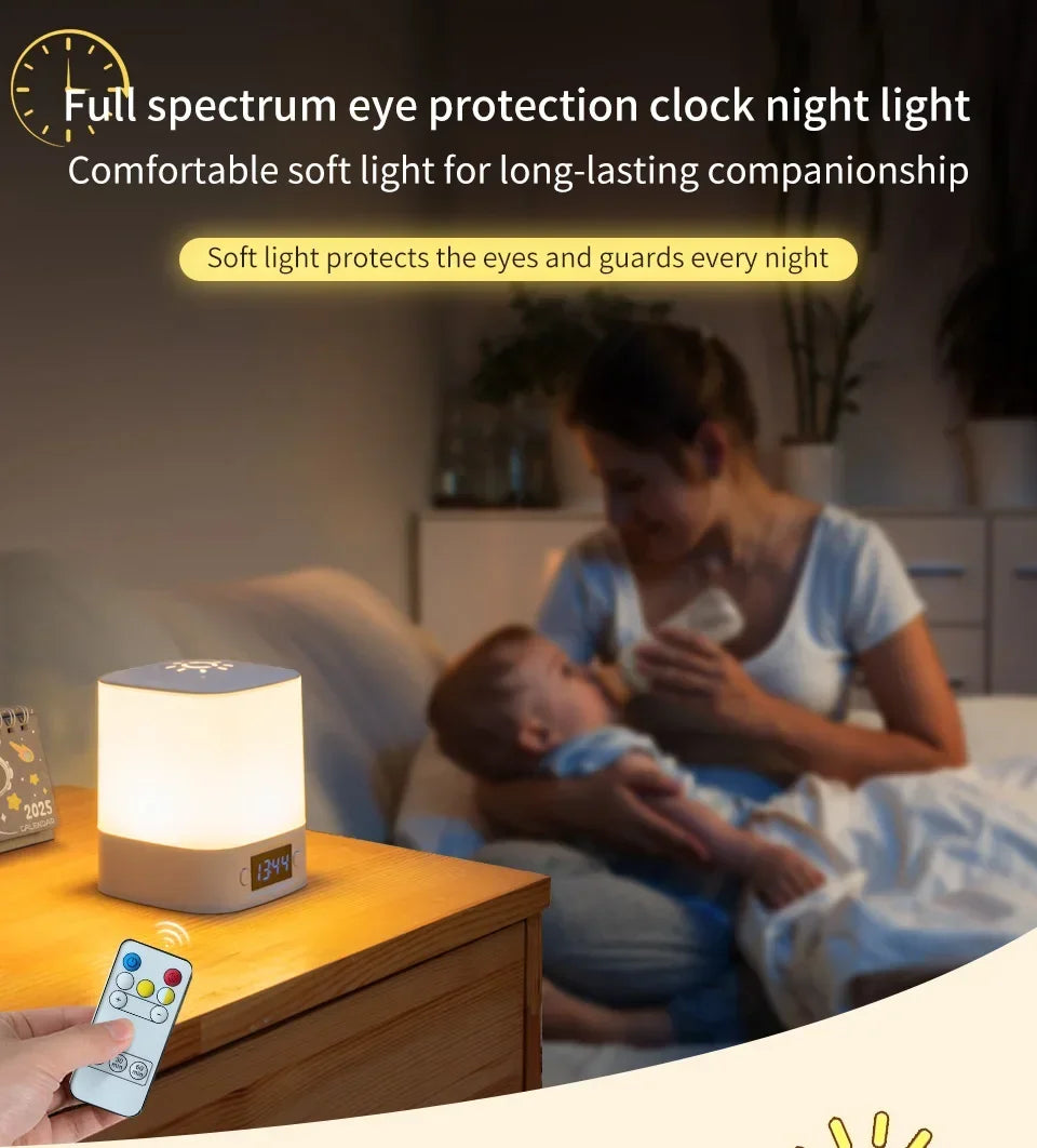 Touch Dimmable LED Night Lamp with Remote Clock Time Display or not Eye Protection Reading Lamp Bedside Night Light Rechargeable