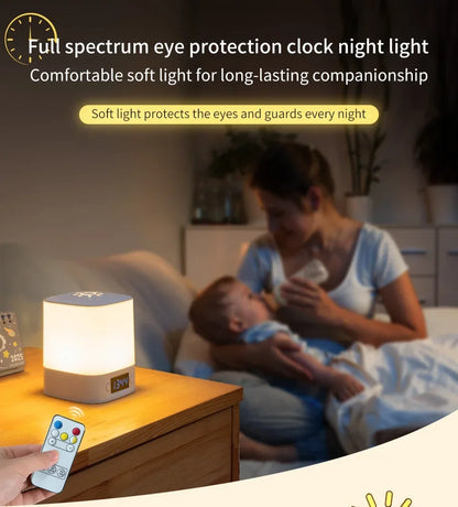 Touch Dimmable LED Night Lamp with Remote Clock Time Display or not Eye Protection Reading Lamp Bedside Night Light Rechargeable
