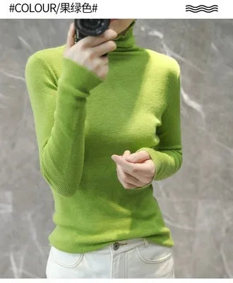 2023 New autumn/winter cashmere sweater women's turtleneck pullover ultra-thin pile neck sweater wool knit