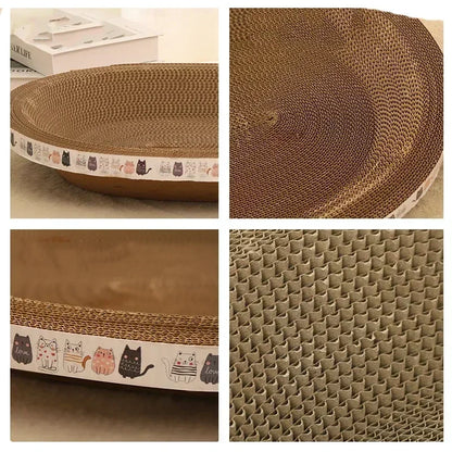 Cat Bed & Scratching Post 2-in-1 - Wear-Resistant Round Nest, Ripple Design for Sleeping/Claw Grinding, Multi-Functional