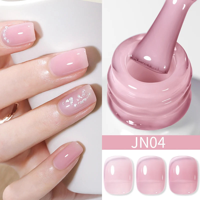 BORN PRETTY 10ml Wine Red Glitter Jelly Nude Gel Nail Polish Soak Off Translucent Color UV Light Cure for Nail Art DIY at Home