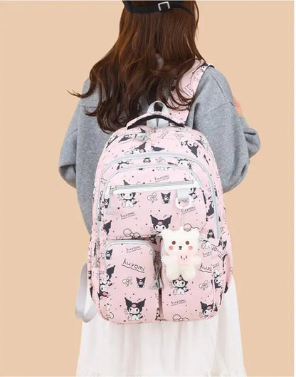 Kawaii Kuromi Backpack Junior High School Bag Student Schoolbag Anime Cartoon Shoulder Bag Girls Gift